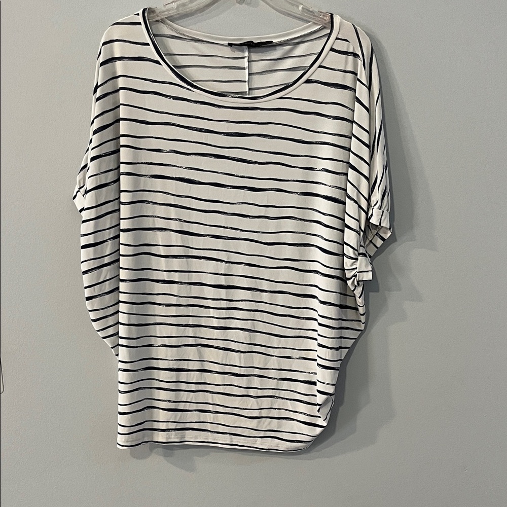 The Limited Black and White Striped Short Sleeve Top
